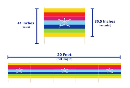 Premium 20 ft Beach Windscreen, Privacy Screen, Wind Blocker - Beach Colors, Free Rubber Mallet and Carry Bag Included - color: Beach Colors