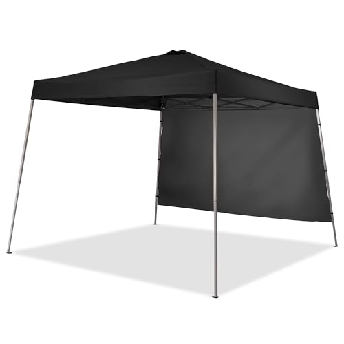 GDY 10x10 FT Pop Up Canopy Outdoor Instant Tent Slant Legs with a Sidewall,Equipment Vents, Portable Gazebo Shelter for Patio, Deck, Beach and Garden,Black. - color: Black