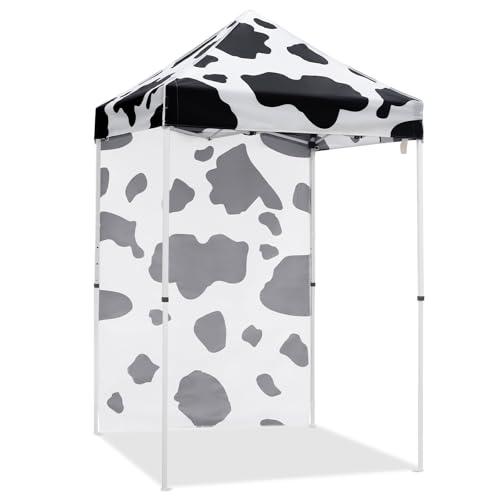 EAGLE PEAK Pop up Canopy 5x5, Outdoor Portable Canopy Tent with One Removable Sunwall, Carry Bag Included, Cow Print - color: Cow Print