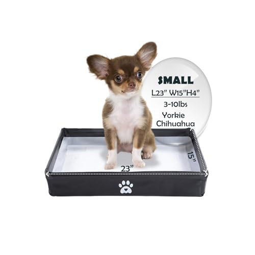 MEEXPAWS Dog Pee Pad Holder Tray Foldable, Puppy Pad Holder Liner Base High Side, Dog Litter Box Indoor for Small Dog 23 x15 in, Training Pad Holder Leak-Proof, Potty Pad Holder for Dogs Easy Clean - color: Black, size: Small - 23'' x 15'' x4''