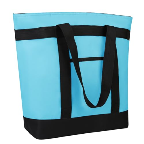 Insulated Reusable Tote Bag for Grocery Shopping for Women/Men, Pizza/Food Delivery Bag to Keep Food Cold/Hot for Commercial Food Transport, Cooler bags for Travel/Beach/Picnic, Blue - color: Blue, size: Non-Waterproof