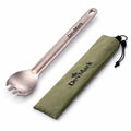 Titanium Long Handle Spork Ultralight Camping Spoon Fork, Backpacking Utensil with Storage Bag for Hiking, Travel & Outdoor Cooking,Flatware for Outdoor Camping
