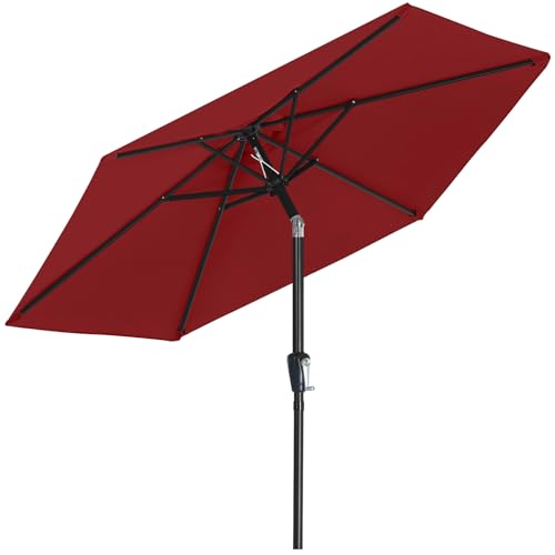 MASTERCANOPY 7.5FT Patio Umbrella with Push Button Tilt and Crank, Outdoor Market Umbrella with 6 Sturdy Ribs, UV Protection & Waterproof for Garden, Deck, Backyard, Pool (Burgundy) - color: burgundy, size: 7.5FT