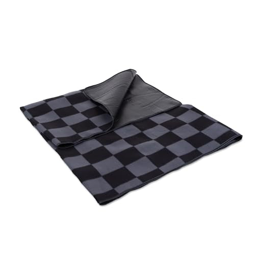 Picnic TIME Outdoor Picnic Blanket Tote, 59"x51" Foldable Beach & Camping Blanket with Soft Fleece, Water-Resistant Bottom, Adjustable Strap & Zippered Pocket (Black Checkers) - color: Black Checkers
