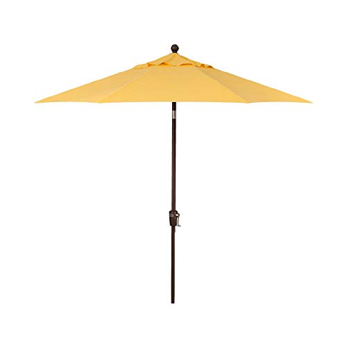 Treasure Garden Octagonal 9 ft Patio Umbrella - Outdoor Furniture Table Umbrella – Push-Button Tilt – Bronze Aluminum Frame (Obravia, Lemon) - color: O'bravia Lemon w/Bronze Frame, size: 9 FT Push Button Tilt