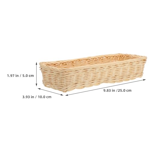 Amosfun Rattan Woven Cutlery Basket 2-Pack 9.84X3.93X1.96 Inch Wicker Utensil Organizer Spoon Fork Holder for Kitchen Drawer Countertop Storage