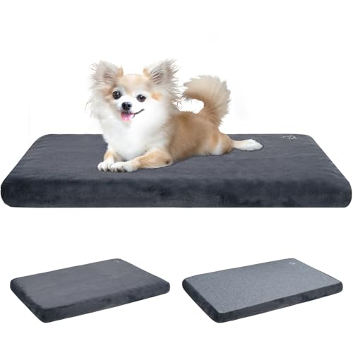 EMPSIGN Stylish Dog Bed Mat Dog Crate Pad Mattress Reversible (Cool & Warm), Water Proof Linings, Removable Machine Washable Cover, Firm Support Pet Crate Bed for Small to XX-Large Dogs, Grey - size: S(23"*16"*3")