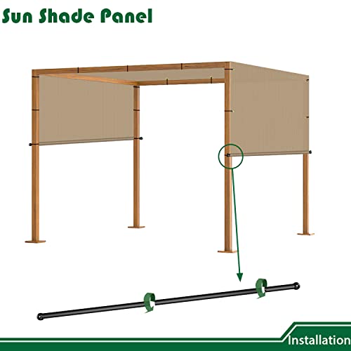 3' x 7' Universal Pergola Shade Cover with Grommets Weighted Rods, Sun Shade Cloth Outdoor Canopy Replacement Cover, Patio Awning for Porch, Backyard, Gazebo, Garden, Sand - color: Sand, size: 3'x7'