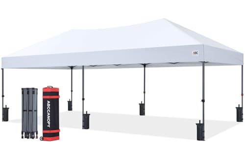 ABCCANOPY 10x20 Pop Up Canopy Tent, Easy Setup Instant Shelter with Wheeled Bag, Heavy Duty Outdoor Canopy for Beach, Market, Backyard, UV Protection, Outdoor Weather Protection (White, 10x20) - color: White, size: 10x20