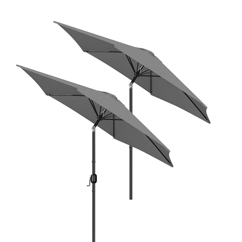 Yaheetech 2 Pack 9FT Outdoor Patio Umbrella Outdoor Table Umbrella w/Push Button Tilt & Crank, Yard Sun Shade UV Protection Waterproof for Pool, Market, Terrace, Beach, Outdoor Restaurant, Gray - color: Gray, size: 9FT