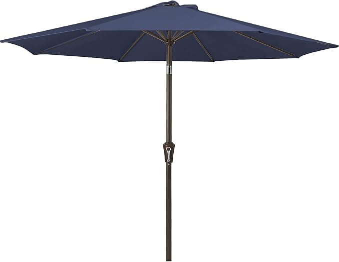 JEAREY Outdoor Patio Umbrella 9FT Outdoor Table Umbrella with Push Button Tilt and Crank, Market Umbrellas 8 Sturdy Ribs UV Protection Waterproof for Garden, Deck, Pool (Purplish Blue) - color: Purplish Blue
