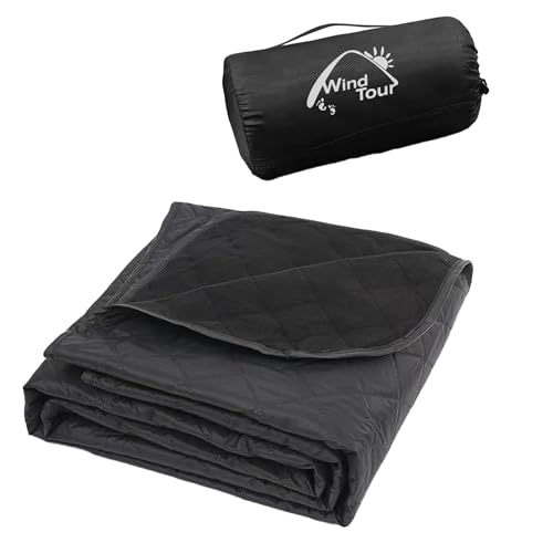 Wind Tour Warm Polar Fleece Blanket Picnic Outdoor & Beach, Machine Washable Camping Quilt for Cold Weather, Adventure, Sleeping, Backpacking (Black) - color: Black