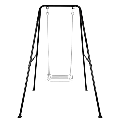 Baby Swing Stand, Heavy Duty Foldable Swing Stand A-Frame Metal Swing Stand Frame for Backyard Indoor & Outdoor Use (Hammock Chair not Included) (Black) - color: Black