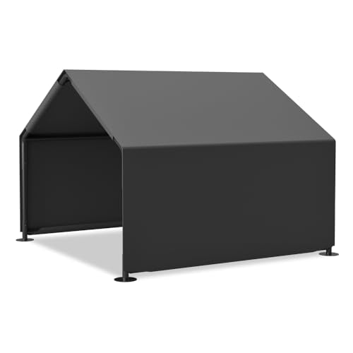 Outdoor Dog Tent for Small to Medium Dogs, Waterproof and UV Resistant Pet Shelter with Steel Frame, Portable Sun Shade for Backyard, Camping, Beach (Gray + Metal)