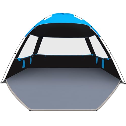 Venustas Beach Tent Sun Shelter for 3/4/6/8 Person, UPF 50+ UV Protection Beach Canopy, Lightweight and Easy Setup Cabana, Portable Shade Tent - color: Dark Shelter-Sky Blue, size: 8 Person