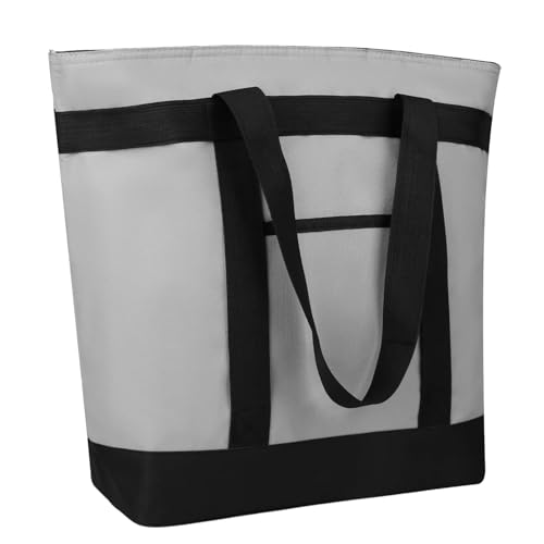 Insulated Reusable Tote Bag for Grocery Shopping for Women/Men, Pizza/Food Delivery Bag to Keep Food Cold/Hot for Uber Eats/Doordash/Grubub, Cooler Bags for Travel/Beach/Picnic, Cooler Bag,Grey - color: Grey, size: Non-Waterproof