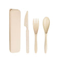 Travel Utensils Set with Case, Reusable Wheat Straw Portable Knife Fork Spoons Tableware, Eco-Friendly BPA Free Cutlery for Camping Picnic Utensils(Beige) - color: Beige
