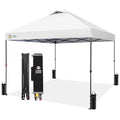 CROWN SHADES 10x10 Pop Up Canopy - Patented Center Lock One Push Instant Outdoor Canopy Beach Tent with STO-N-Go Bag 8 Stakes & 4 Sand Bags，White - style: White