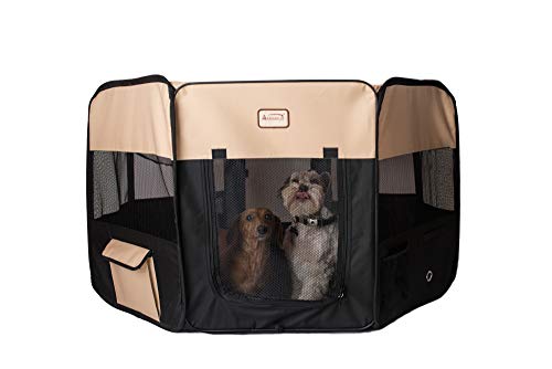 Armarkat Model PP003BGE-XL Portable Pet Playpen in Black and Beige Combo, Extra Large