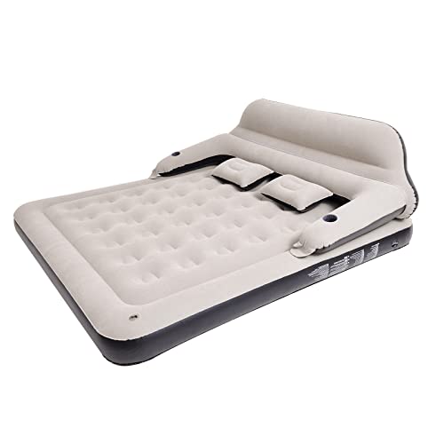 King Size Air Mattress Sofa Bed with Headboard and Pillow, Inflatable Bed for Outdoor Overnight - size: King