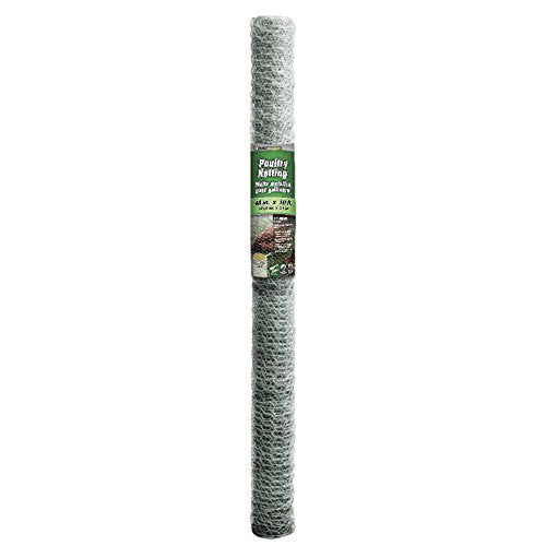YARDGARD 1 Inch Poultry Netting, Chicken Wire Fence, 20 Gauge Galvanized Steel, Rabbit Fencing, Bird Enclosures, Garden Protection and Plant Support, 48 Inches x 10 Feet - size: 48 Inches x 10 Feet