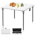 Kasunpul 34" Folding Table, Portable Square Folding Card Table with Collapsible Legs & Carrying Handle, Plastic Tables for Camping,Picnic, Office, Party, White - color: White