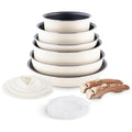 Pots and Pans Set Nonstick - YIIFEEO Stackable Camping Cookware Pots and Pans Set Detachable Handle Kitchen Cookware Sets Removable Handle, Non Toxic Nonstick Frying Pans for Cooking Pot Set Gift - color: Black Beige