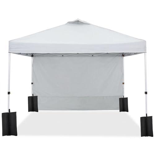 10x10 Red Pop-Up Canopy Tent with Side Walls, Waterproof Sun Shelter, Portable Outdoor Tent for Camping, Beach, Garden & Backyard - color: White with side wall, size: 10x10ft