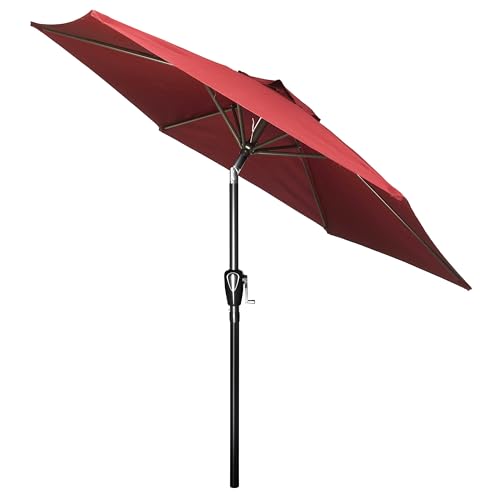 Simple Deluxe 9' Patio Umbrella Outdoor Table Market Yard Umbrella with Push Button Tilt/Crank - color: Red, size: 9ft 2Pack