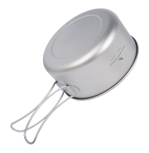 iBasingo Backpacking Cookset Titanium Camping Pots Set Ultralight Outdoor Picnic Pots Pans with Folding Handle Druable Portable Cooking Mess Kit Compact Picnic Dishes Bowls Cups (Multiple Sizes) - color: Ti2042C(1000ML+500ML)