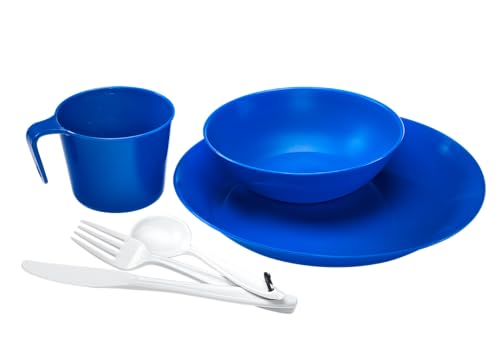 1-Person Camping Dish Table Set, Washable/Reusable Polypropylene Dinnerware Set for Camping and Outdoor Dining by Caddis Sports