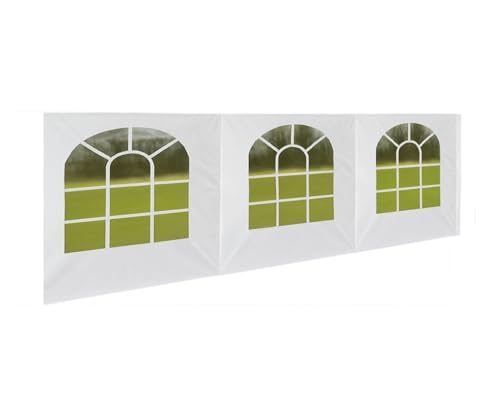 Heavy Duty Replacement Side Wall Panel with Arch Windows, 12 Mil for Party Tent Canopy (White 3 Window – 20 ft Valance Side Wall, Large Arch Windows, 12 Mil Heavy Duty Replacement Panel (1 Pc)) - style: White 3 Window – 20 ft Valance Side Wall, Large Arch