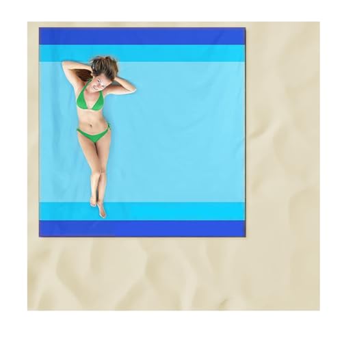 Beach Blanket Waterproof Sandproof Beach Mat 79" X 82" 'for 1-8 Adults Quick Drying Outdoor Picnic Mat Beach Accessories for Travel, Camping-Blue 3 - color: Blue-2