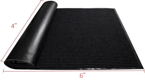TANYOYO 4' X 6' Commercial Grade Door Floor Mat Brush Step Entrance Mat Vinyl Backed Utility Doormat Heavy Duty Floor Rugs Commercial Outdoor Carpet Indoor Entrance Mat,Black - color: Black, size: 4' x 6' (Rectangular)