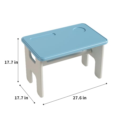 UNICOO Kids Folding Table, Toddler Activity Table for Study, Snack, Art Craft and Play, Portable Plastic Children's Table for Small Spaces, Home and Playroom - color: Blue & Grey