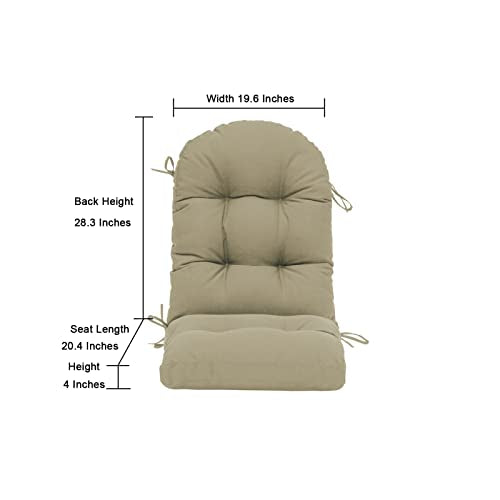 QILLOWAY Outdoor High Back Chair Cushion for Adirondack, All Weather Rocking Chair Cushions Thick Padded Replacement for Patio Furniture,Beige - color: Beige