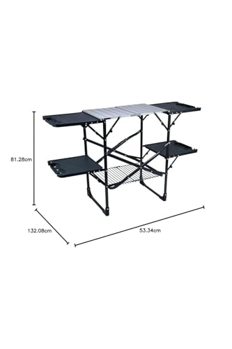 GCI OUTDOOR Slim-Fold Cook Station | Portable Folding Kitchen Table with a Heat Resistant Tabletop, 4 Side Tables & Storage Rack, Perfect for Picnics & Camping Trips - style: Slim Fold Cook Station