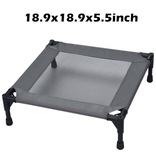 Pozico Elevated Pet Bed with Breathable Mesh for Small Cat and Dog, Raised Cooling Pet Cot for Puppy and Kitty, 18.9x18.9 inch (Dark Gray Bed) - color: Dark Gray Bed