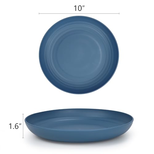 Homienly Dinner Plates Set, Alternative to Plastic Plates,Wheat Straw Plate Set of 8,Lightweight Microwave and Dishwasher Safe Plate,Unbreakable Salad Plates for Kitchen, Camping (Blue,10 inch) - color: Blue, size: 10 Inch