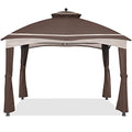 ABCCANOPY Riplock Gazebo Replacement Top for Lowe's Allen Roth #GF-12S004B-1,with Pole Coverings, Brown - color: Brown, size: Riplock Canopy+Pole Curtains