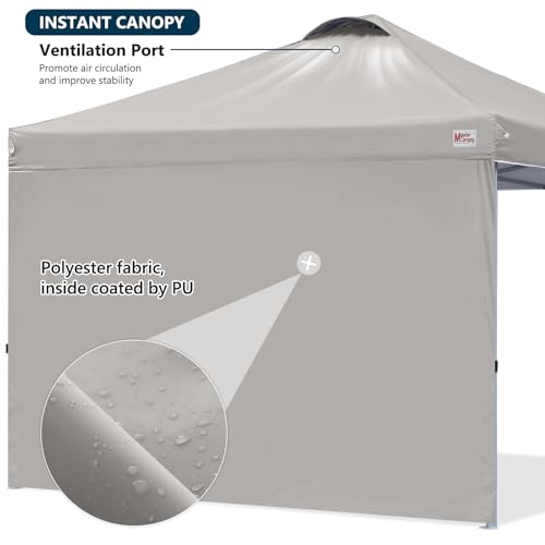 MASTERCANOPY Durable Pop-up Canopy Tent with 1 Sidewall (10'x10',Gray) - color: Gray, size: 10x10