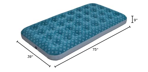 DIMAR GARDEN Twin Size Air Mattress Inflatable Bed Sleeping Pad for Camping, Patterned Flocking Blue - size: Twin