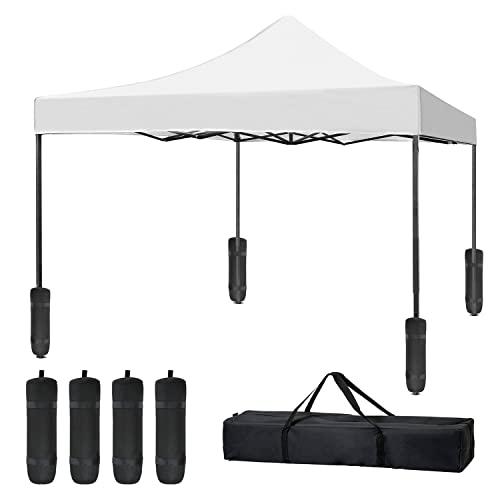 PayLessHere 10x10 Setup Pop Up Canopy Tent, Instant Portable Commercial Canopy Tent, Outdoor Gazeb for Home, Party and Outdoor Activities,White - color: White