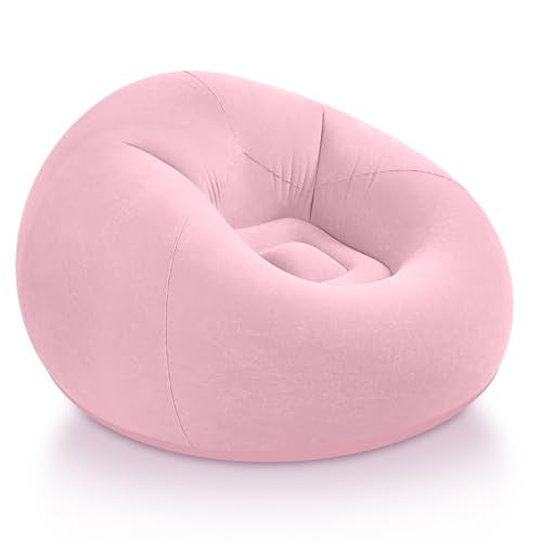 Realspring Inflatable Bean Bag Chairs for Adult Blow up Chairs Lazy Sofa Folding Portable Inflatable Chair for Movie Outdoor Room Bedroom Reading Camping (Pink) - color: Pink