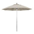California Umbrella 9' Round Aluminum/Fiberglass Umbrella, Push Open, Silver Pole, Olefin Woven Granite - color: Woven Granite