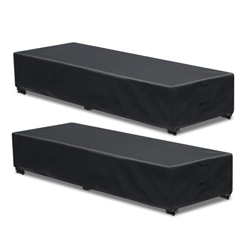 Lounge Chair Covers Outdoor Waterproof Patio Chaise Lounge Cover 600D Weather Resistant Material, UV Protection, Windproof Design 2 Pack 78" x 26" x 12" H, Black - color: Black, size: 2 Pack (78"l X 26"w X 12"h)