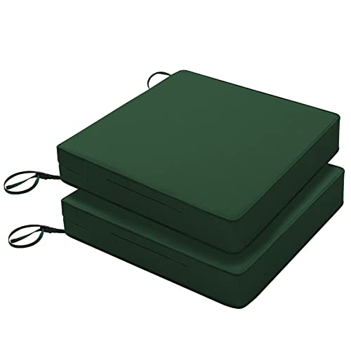 Favoyard Patio Chair Cushions 22 x 22 x 3 Inch Waterproof Outdoor Seat Cushions for Patio Furniture 3-Year Color Fastness Garden Sofa Couch Chair Pads with Handle & Adjustable Straps Set of 2, Green - color: Green, size: 22 x 22 x 3 In