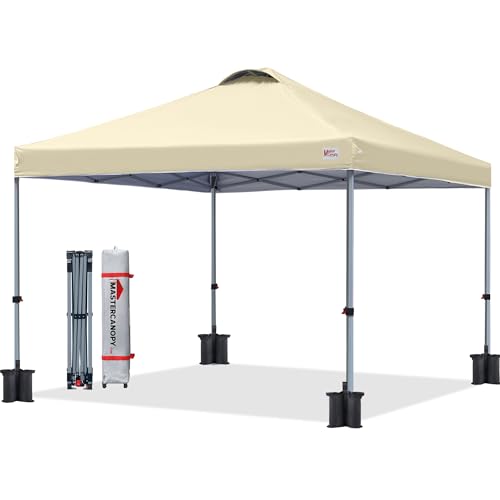 MASTERCANOPY Durable Pop-up Canopy Tent with Roller Bag (10x10, Beige) - color: Beige, size: 10x10