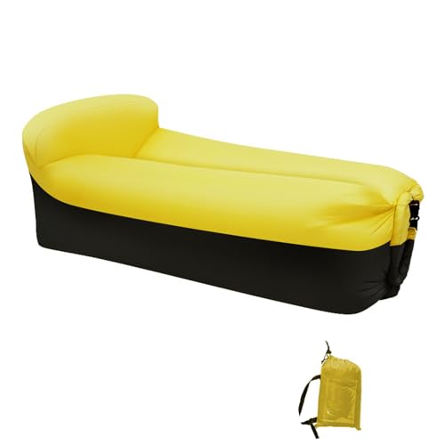 Inflatable Couch for Camping,Inflatable Lounger Air Sofa Chair,Portable Festival Couch for Outdoor, Beach, Hiking, Picnics, Music Festivals (Yellow -Black) - color: Yellow -Black