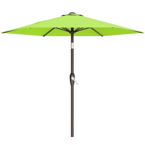 AreShark 7.5FT Patio Umbrella Table Market Umbrella with 6 Sturdy Ribs, Button Tilt/Crank Heavy-Duty Round Outdoor Umbrellas for Garden, Deck, Backyard,and Pool, Apple Green - color: Apple Green, size: 7.5FT